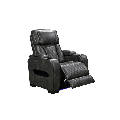 3-2-1 Seater Electric Air Leather Dark Grey Recliner Set - Mekamart Australia