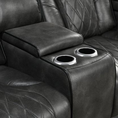 3-2 Seater Electric Air Leather Dark Grey Recliner Set - Mekamart Australia