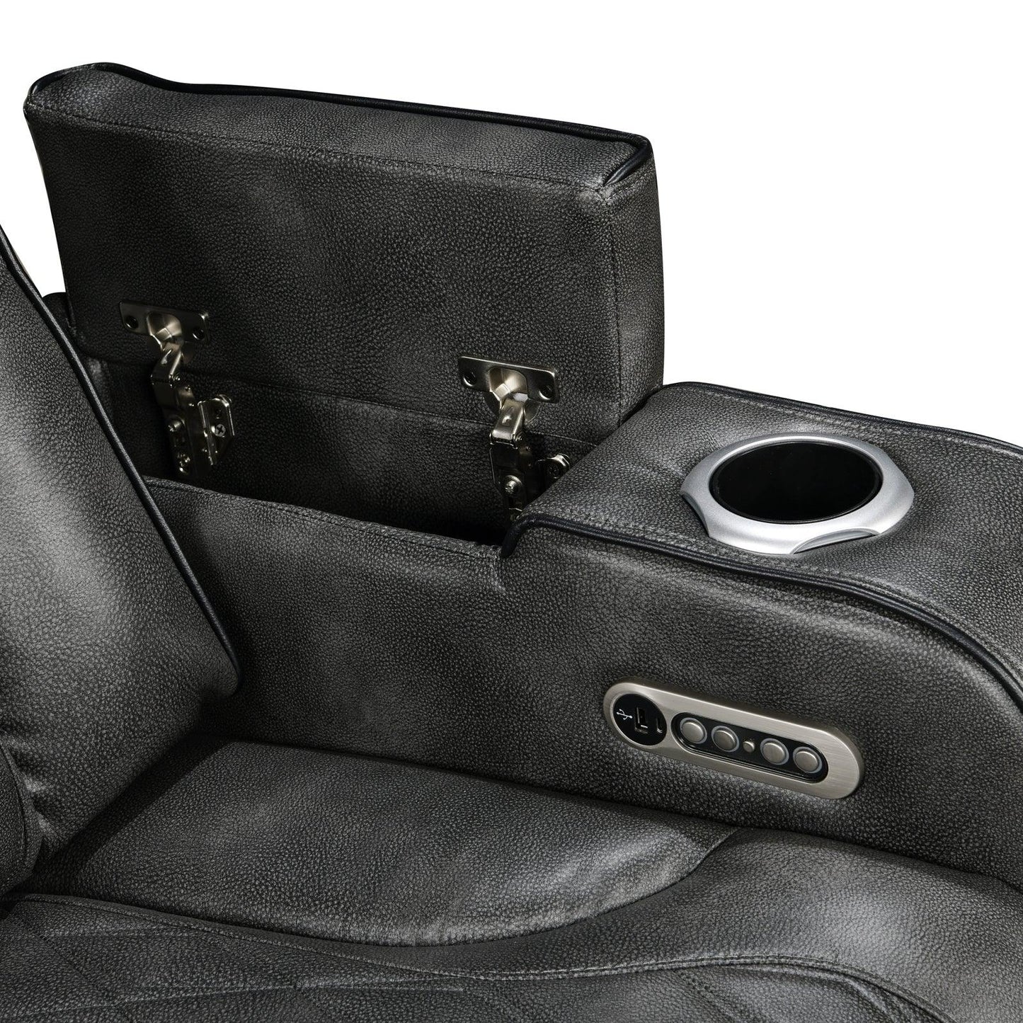 3-2 Seater Electric Air Leather Dark Grey Recliner Set - Mekamart Australia