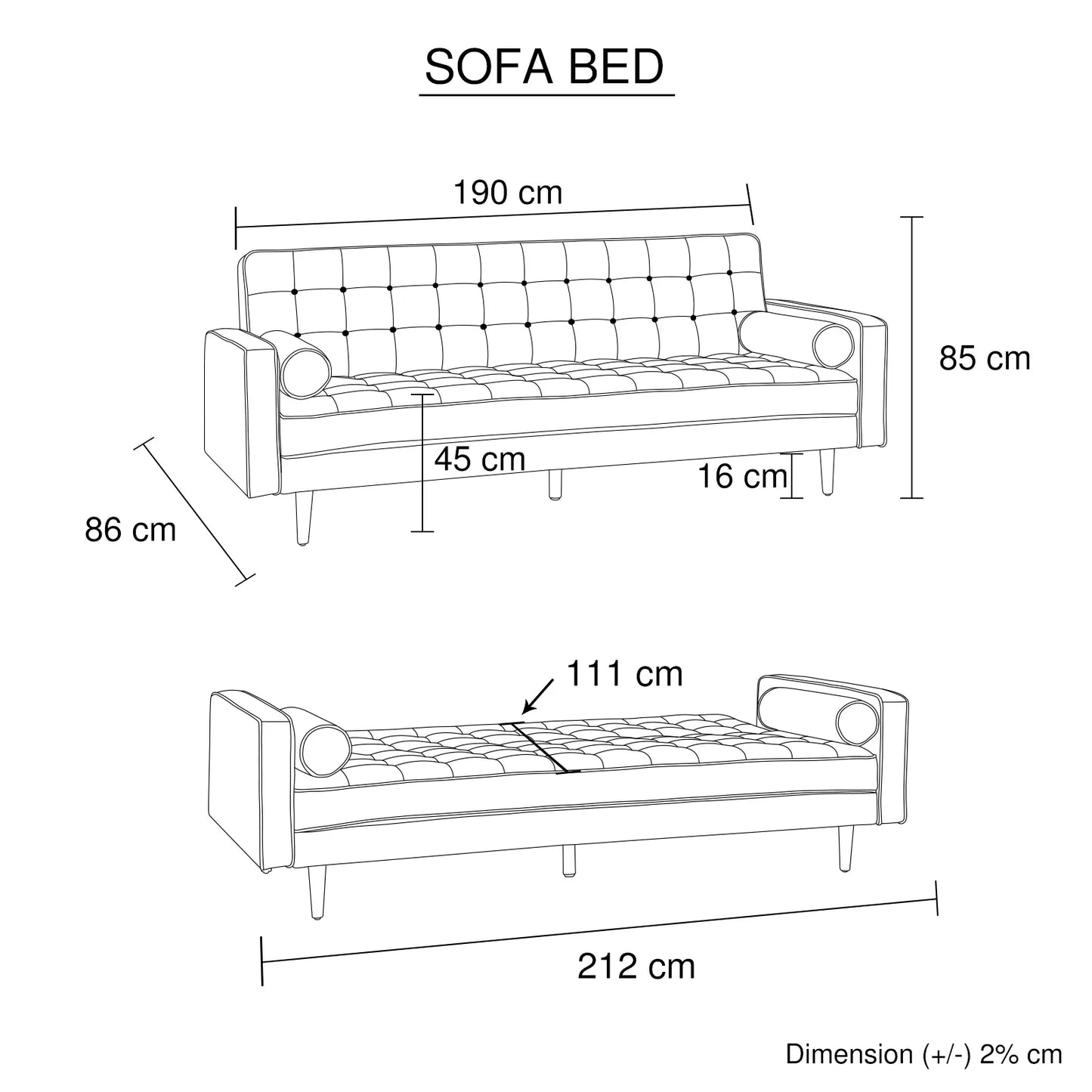 Sofa Bed 3 Seater Button Tufted Lounge Set for Living Room Couch in Velvet Green Colour - Mekamart Australia