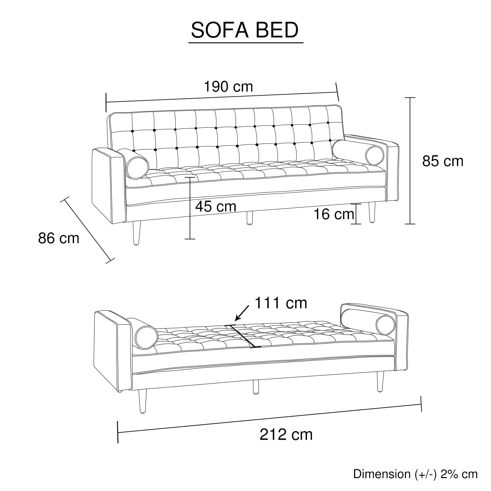 Sofa Bed 3 Seater Button Tufted Lounge Set for Living Room Couch in Velvet Green Colour - Mekamart Australia