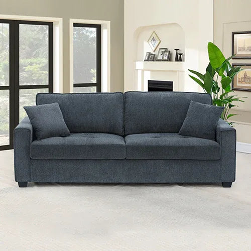 3 Seater Sofa Set Polyester Fabric Charcoal Multilayer Two Pillows Individual Pocket Spring - Mekamart Australia