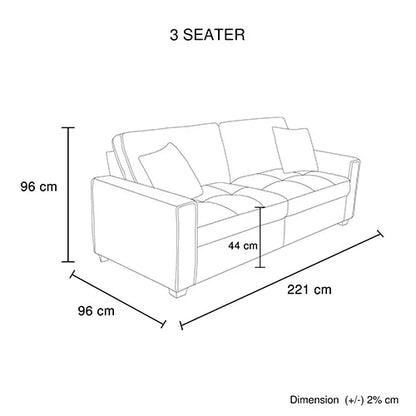 3 Seater Sofa Set Polyester Fabric Charcoal Multilayer Two Pillows Individual Pocket Spring - Mekamart Australia