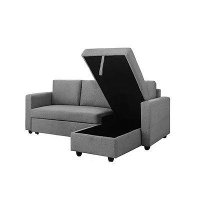 Murry 2 Seater Sofa Bed With Pull Out Storage Corner Lounge Set In Grey With Chaise - Mekamart Australia