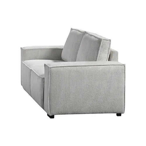 Reno 3 Seater Sofa Grey Colour Fabric Upholstery Wooden Structure Knock Down Feature In Back & Arms - Mekamart Australia