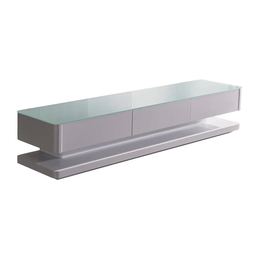TV Cabinet with 3 Storage Drawers With High Glossy Assembled Entertainment Unit in White colour - Mekamart Australia