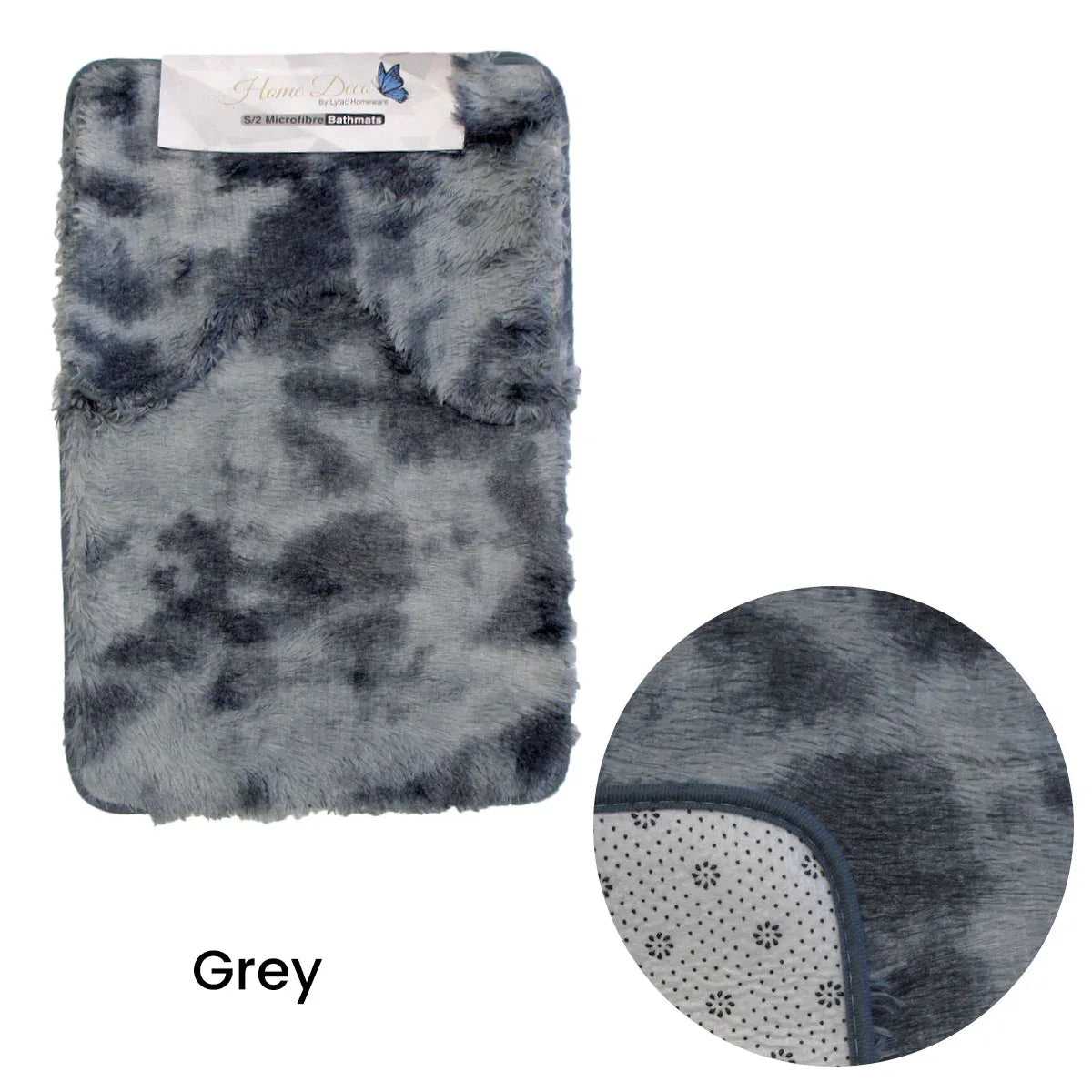 2 Pce 2-Toned Extra Light Weighted Shaggy Fluffy Bath Mat Set Grey - Mekamart Australia