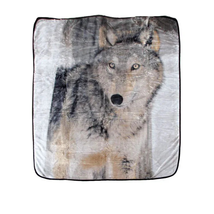 Soft 3D Animal Print Faux Mink Blanket Queen Wild Wolf - Mekamart Australia