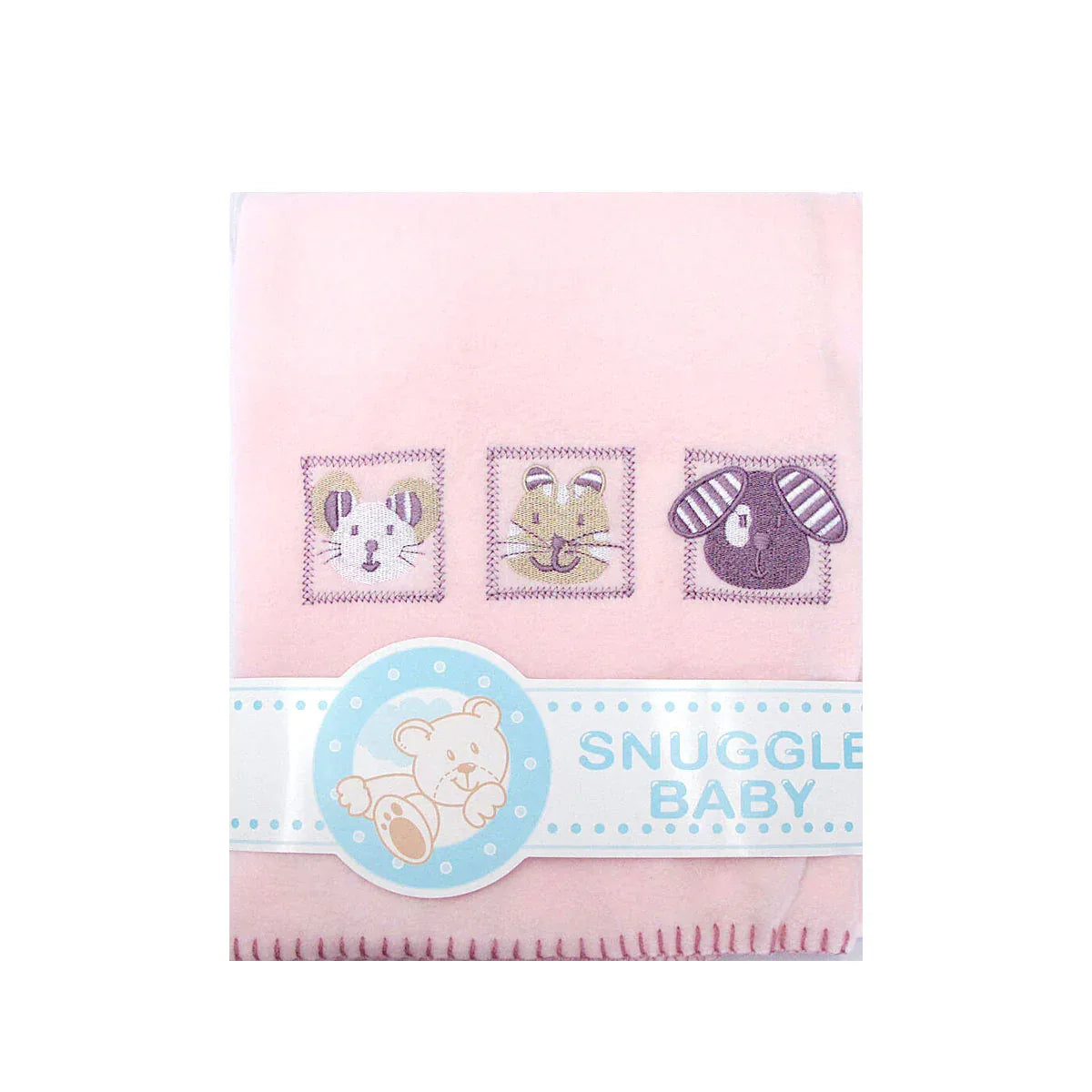 Animal Pink Embroidered Polar Fleece Baby Blanket 80 x 100 cm - Mekamart Australia
