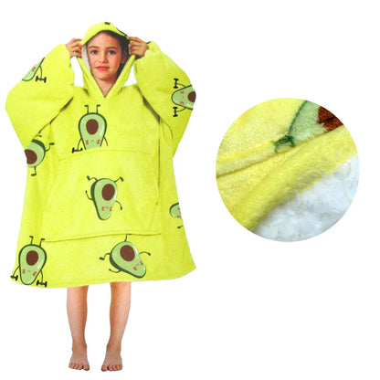 Girls Comfy Warm Blanket Hoodie with Sherpa Fleece Reverse Avocado - Mekamart Australia