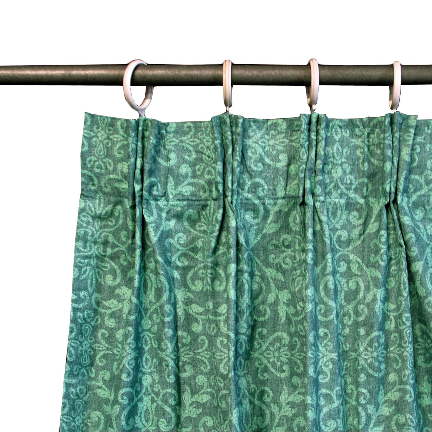 Pair of Acrylic Coated Damask Green Tape Edge Curtains - Mekamart Australia