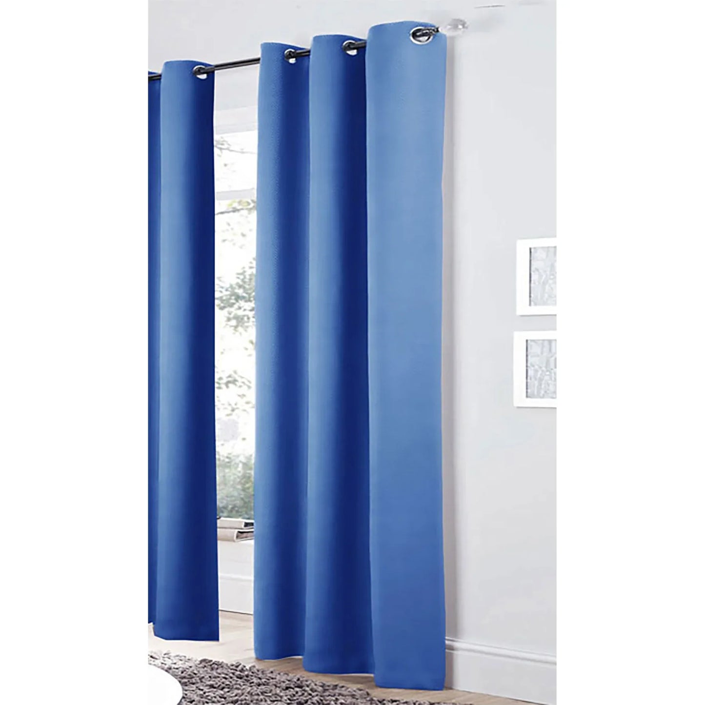 Bloomington Pair of Easy Care Eyelet Curtains Blue 120 x 221 cm - Mekamart Australia