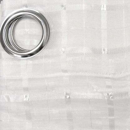Pair of White Checkered Eyelet Sheer Curtains 140 x 225cm - Mekamart Australia