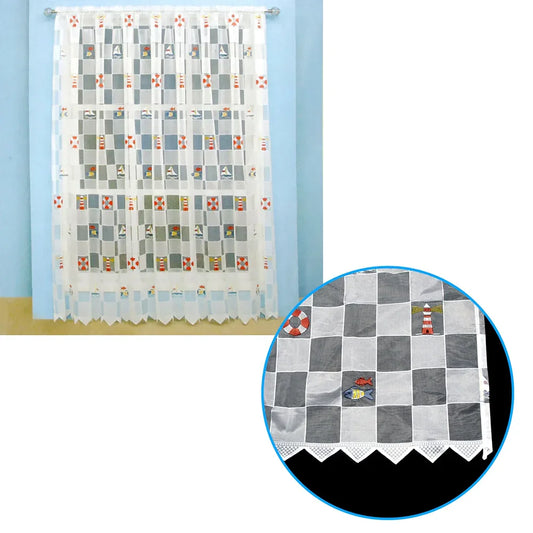 One Piece Kids CuteSheer Lace Curtain Under The Sea Sailing Boat - Mekamart Australia
