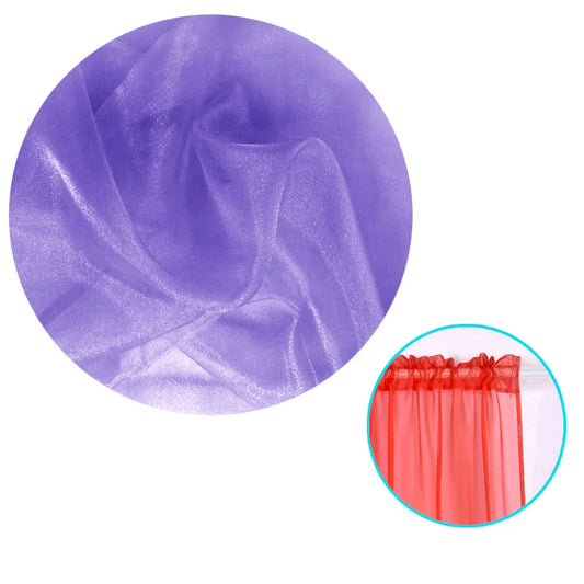 Pair of Organza Sheer Rod Pocket Curtains Purple - Mekamart Australia