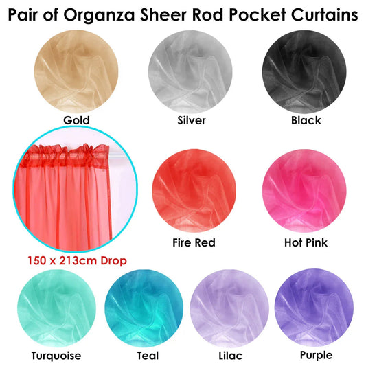 Pair of Organza Sheer Rod Pocket Curtains Purple - Mekamart Australia