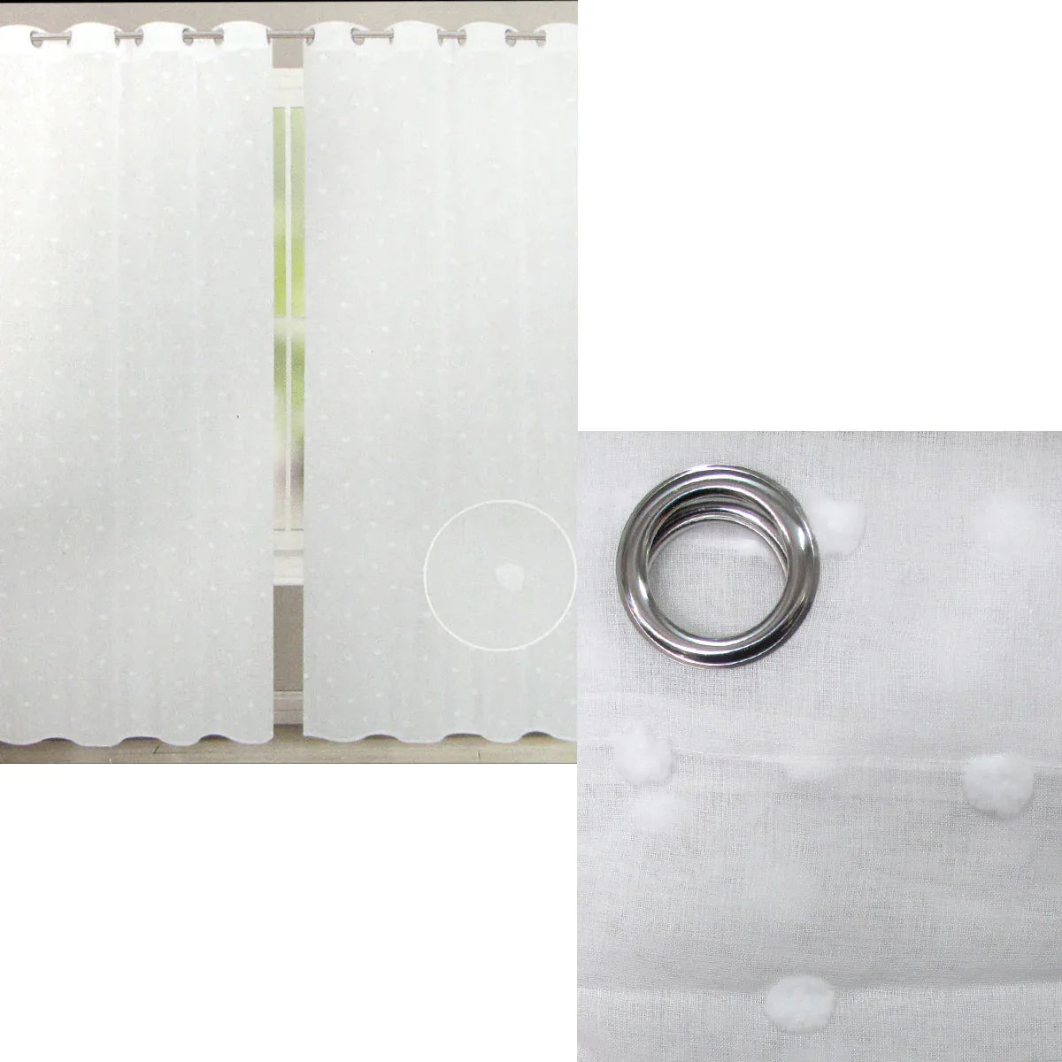 Bubble White Pair of Sheer Eyelet Curtains 140 x 223cm - Mekamart Australia