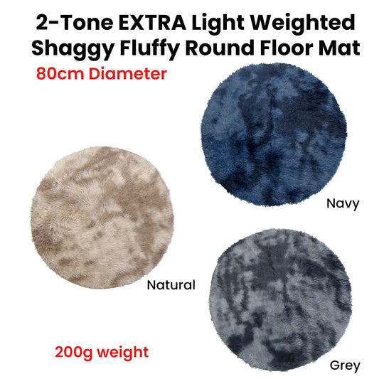 2-Toned Extra Light Weighted Shaggy Fluffy Floor Mat Navy - Mekamart Australia