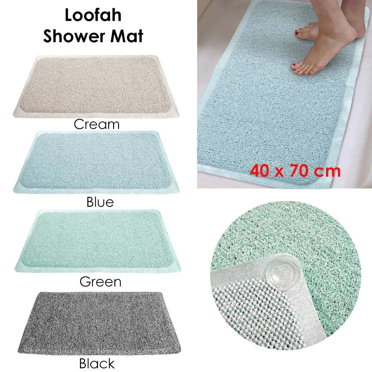 Loofah Shower Mat Green - Mekamart Australia