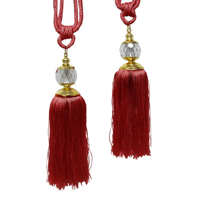 Elizabeth Pair of Curtain Tassel Rope Ties Red/Gold - Mekamart Australia