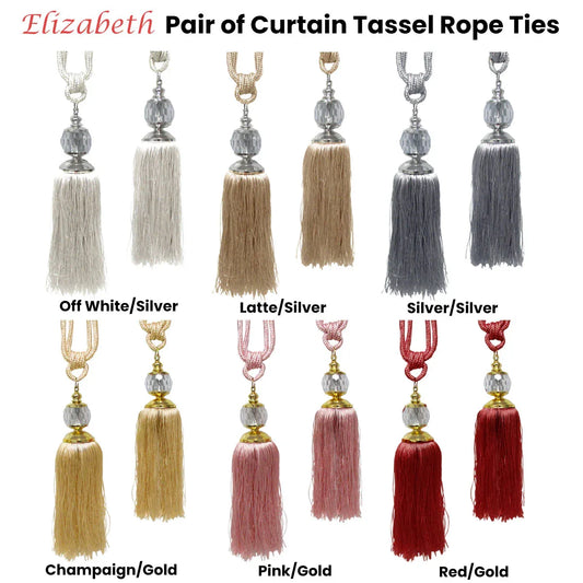 Elizabeth Pair of Curtain Tassel Rope Ties Red/Gold - Mekamart Australia