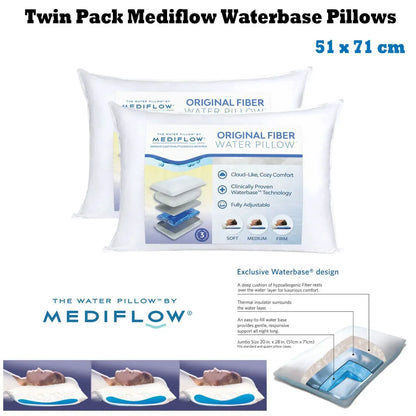 Mediflow Twin Pack Adjustable Waterbase Pillows - Mekamart Australia