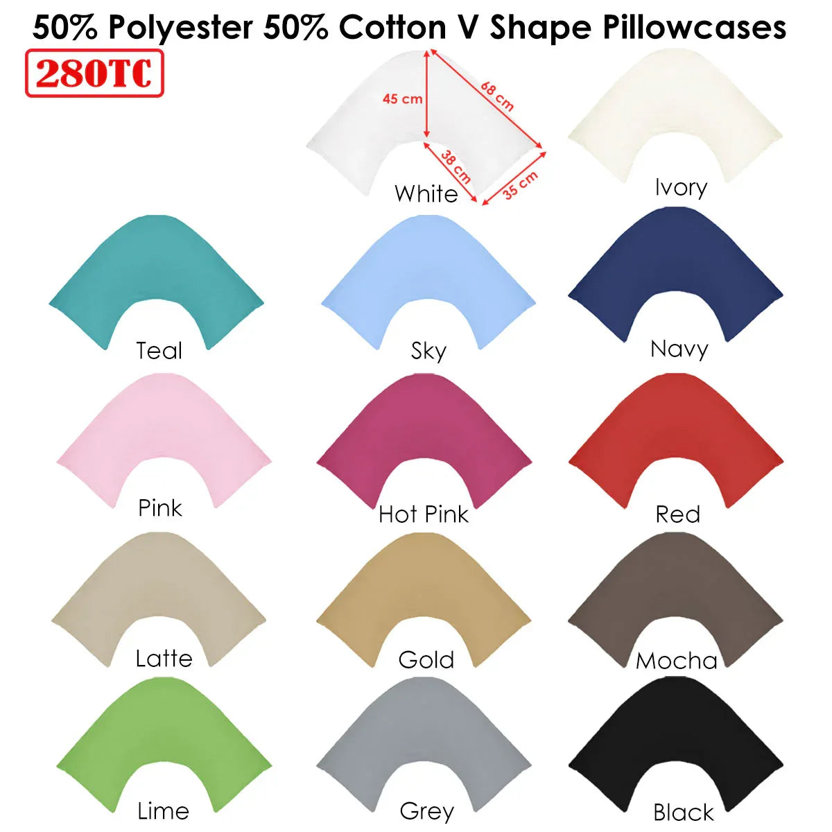 280TC Polyester Cotton V Shape Pillowcase Navy - Mekamart Australia