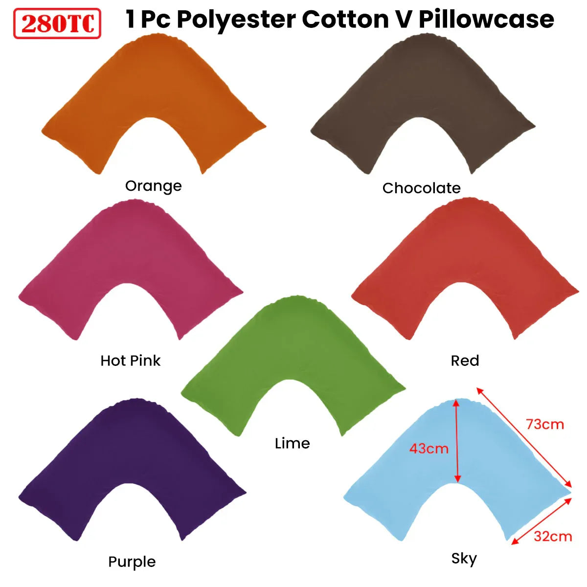 280TC EasyCare Polyester Cotton V Pillowcase Sky - Mekamart Australia