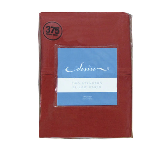 Pair of Cotton Standard Pillowcases 375TC Burgundy - Mekamart Australia