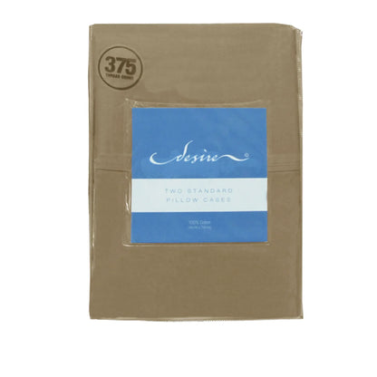 Pair of Cotton Standard Pillowcases 375TC Latte - Mekamart Australia