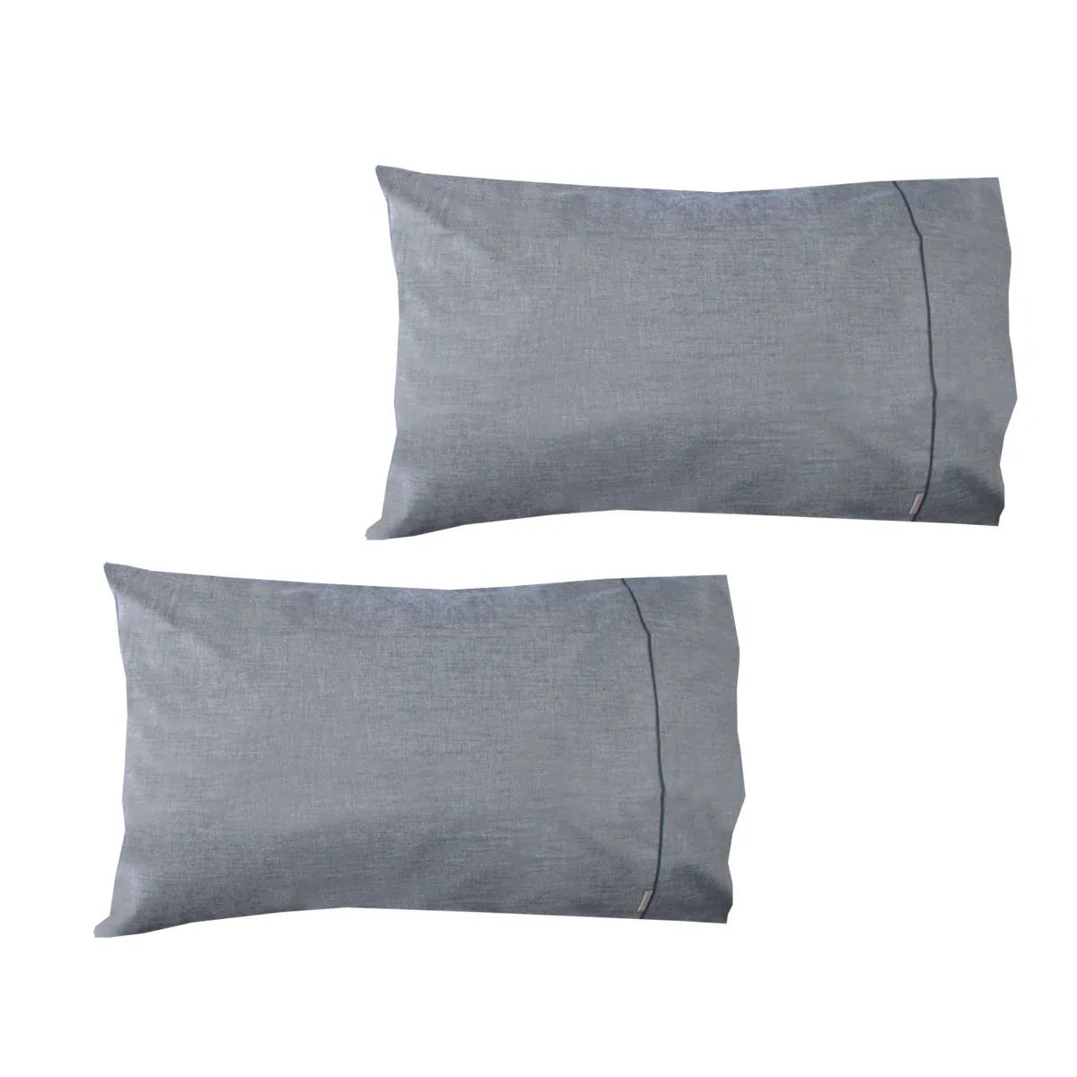Pair of Chambray Charcoal Cotton Standard Pillowcases 48 x 73 cm - Mekamart Australia