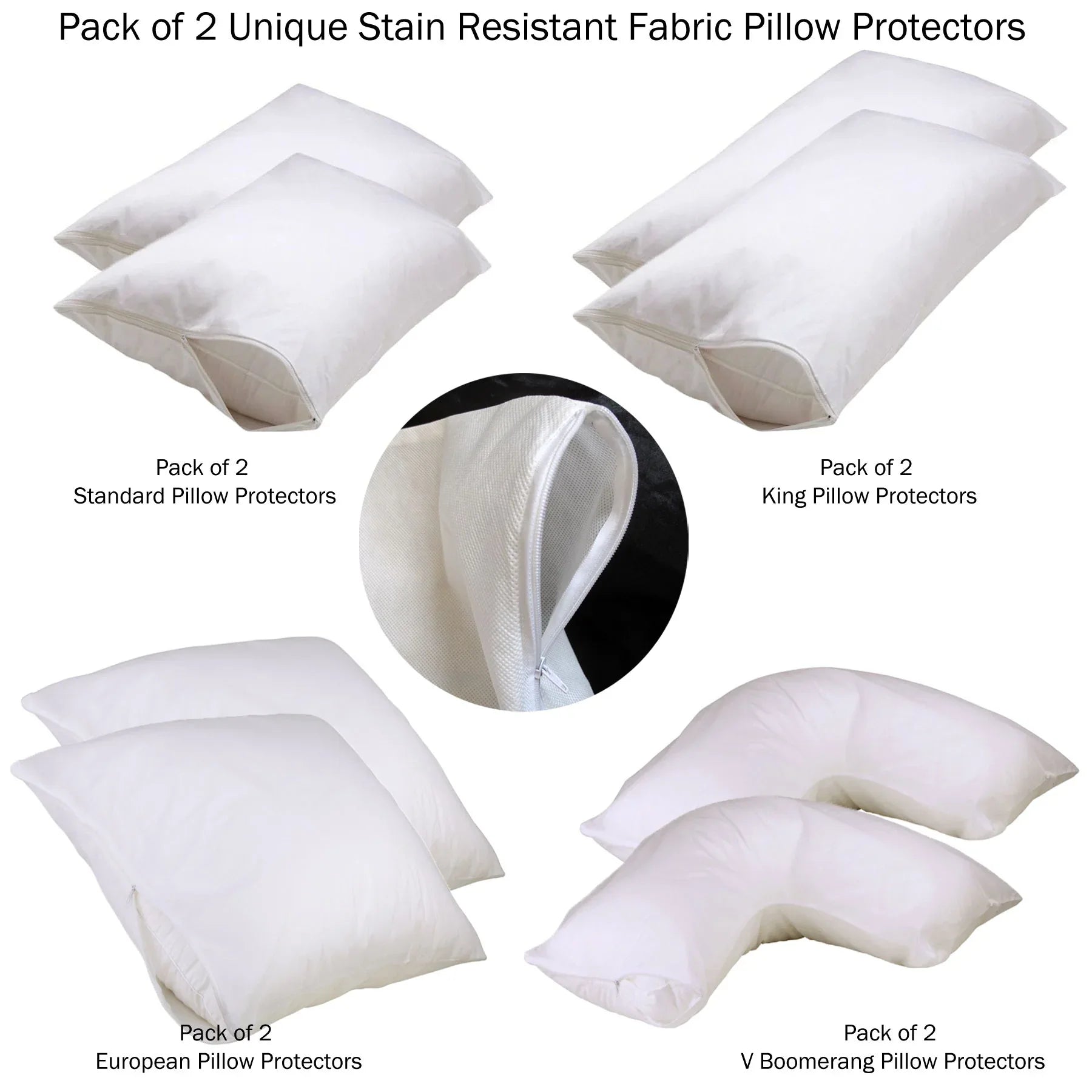 Set of 2 Stain Resistant Pillow Protectors V Boomerang - Mekamart Australia