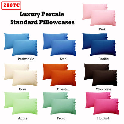 280TC Luxury Percale Standard Pillowcases Apple - Mekamart Australia