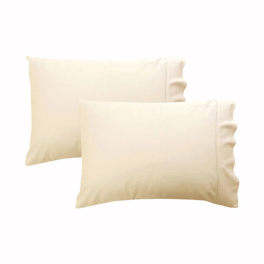 280TC Luxury Percale Standard Pillowcases Ecru - Mekamart Australia