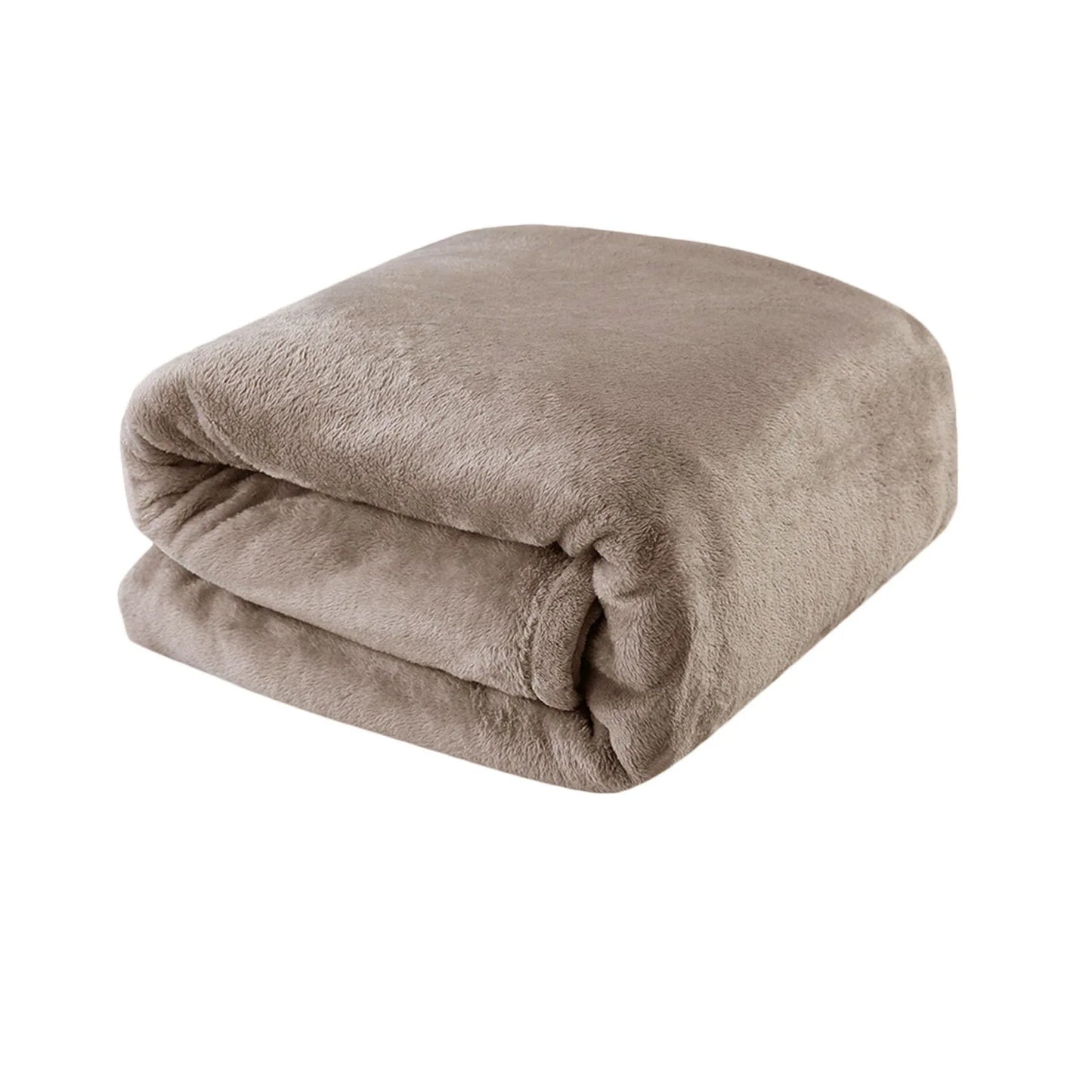 Light Weight Coral Fleece Blanket Brown Queen/ King - Mekamart Australia