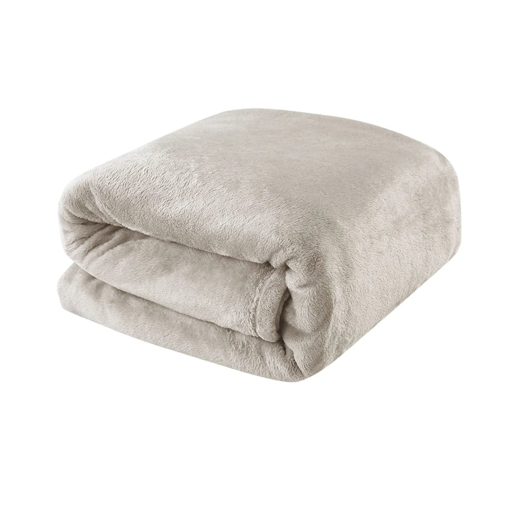 Light Weight Coral Fleece Blanket Oatmeal Queen/ King - Mekamart Australia