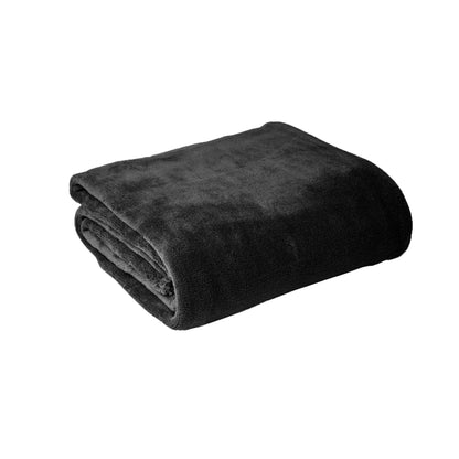 Hotel Living Super Soft Coral Fleece Blanket Single Charcoal - Mekamart Australia