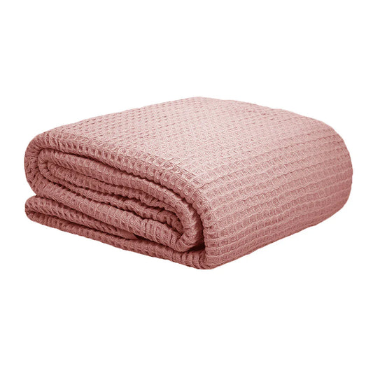 Cotton Waffle Blanket Dusty Pink King - Mekamart Australia