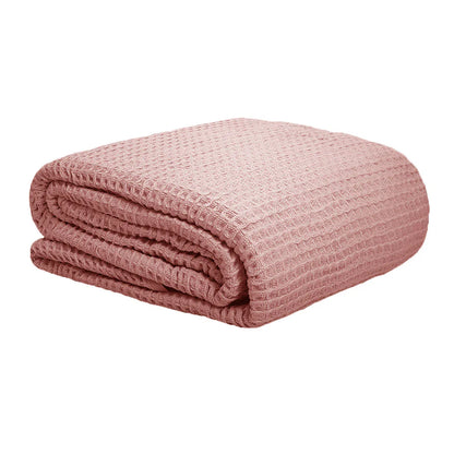 Cotton Waffle Blanket Dusty Pink Single - Mekamart Australia