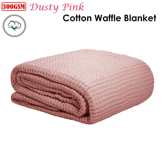 Cotton Waffle Blanket Dusty Pink Single - Mekamart Australia