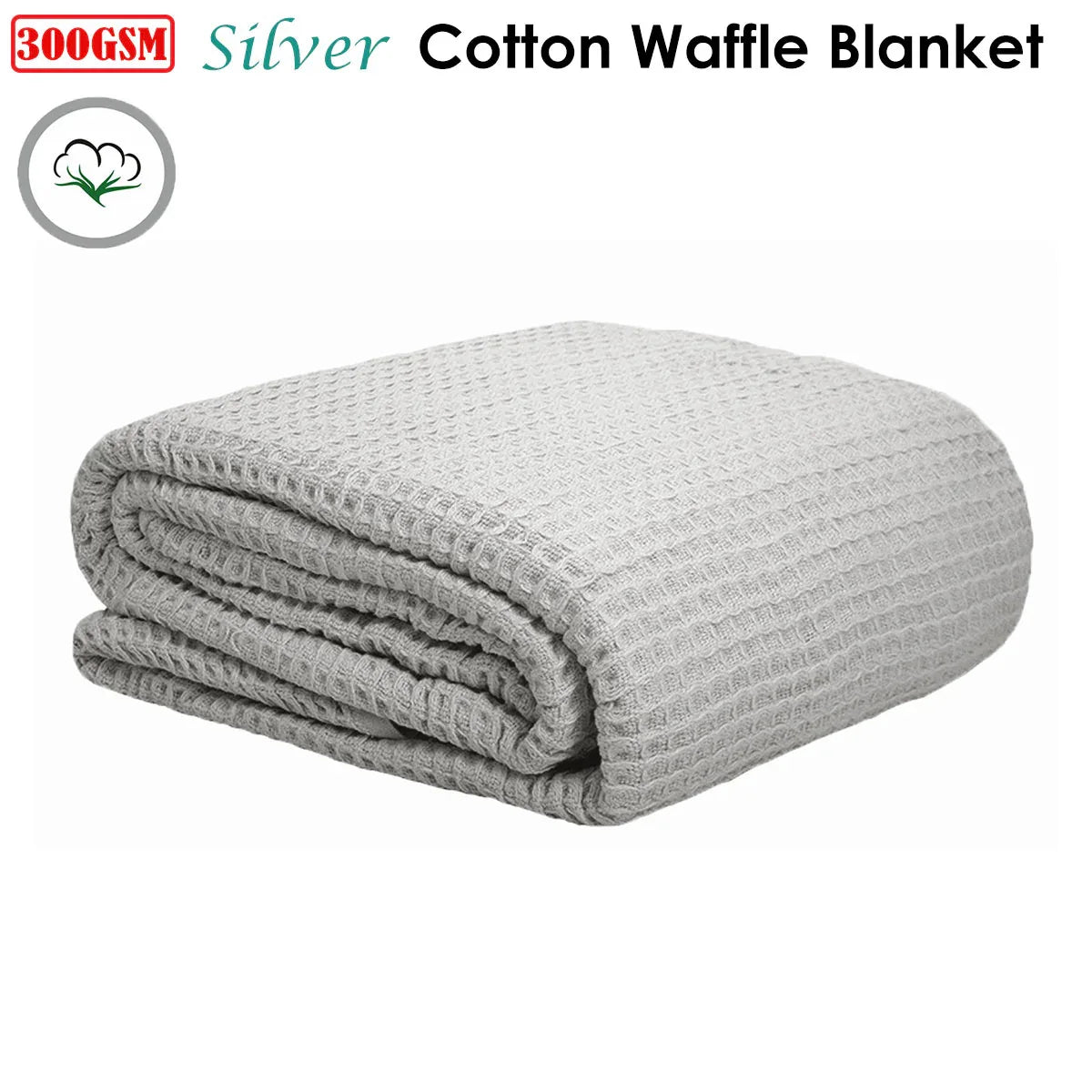 Cotton Waffle Blanket Silver Single - Mekamart Australia