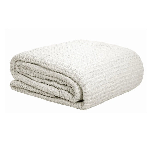 Cotton Waffle Blanket White Queen - Mekamart Australia