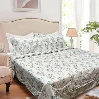 Hotel Living 3 Pce Light Weight Comforter Set Queen/King Corbett Floral Teal - Mekamart Australia