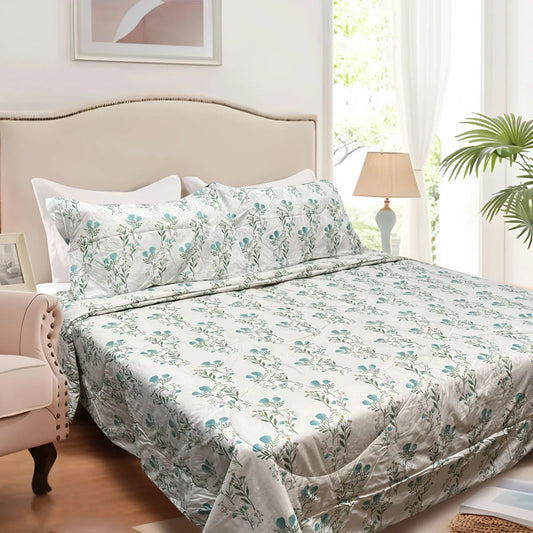 Hotel Living 3 Pce Light Weight Comforter Set Queen/King Corbett Floral Teal - Mekamart Australia