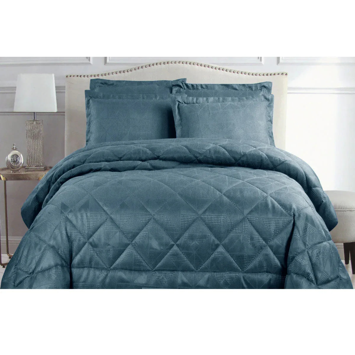 Hotel Living Eli Jacquard Comforter Set King Blue - Mekamart Australia