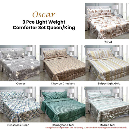 Hotel Living 3 Pce Light Weight Comforter Set Queen/King Oscar Stripes - Mekamart Australia