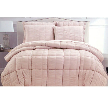 Seersucker Comforter Set King Light Pink - Mekamart Australia