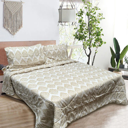 Hotel Living 3 Pce Light Weight Comforter Set Queen/King Ultimo Light Gold - Mekamart Australia