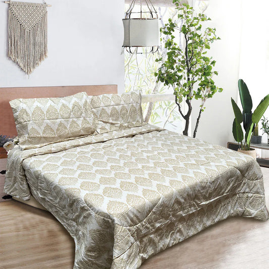 Hotel Living 3 Pce Light Weight Comforter Set Queen/King Ultimo Light Gold - Mekamart Australia