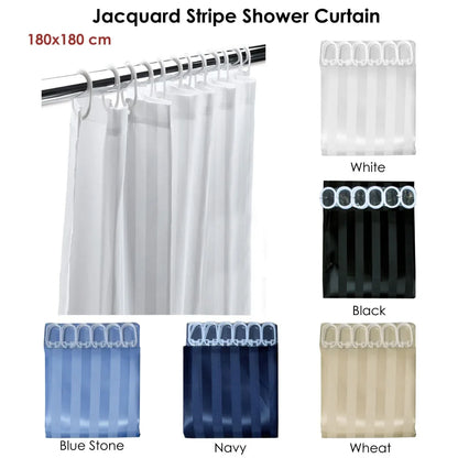 Jacquard Stripe Shower Curtain Blue Stone - Mekamart Australia